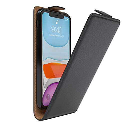 EAZY CASE Hülle kompatibel mit iPhone 11 Flip Cover zum Aufklappen, Handyhülle aufklappbar, Schutzhülle, Flipcover, Flipcase, Flipstyle Case vertikal klappbar, aus Kunstleder, Schwarz von EAZY CASE