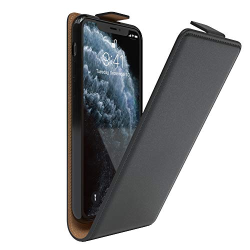 EAZY CASE Hülle kompatibel mit iPhone 11 Pro Flip Cover zum Aufklappen, Handyhülle aufklappbar, Schutzhülle, Flipcover, Flipcase, Flipstyle Case vertikal klappbar, aus Kunstleder, Schwarz von EAZY CASE