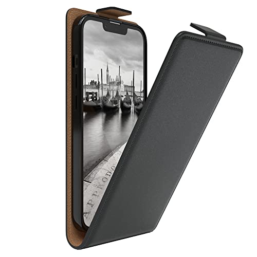 EAZY CASE Hülle kompatibel mit iPhone 13 Pro Flip Cover zum Aufklappen, Handyhülle aufklappbar, Schutzhülle, Flipcover, Flipcase, Flipstyle Case vertikal klappbar, aus Kunstleder, Schwarz von EAZY CASE