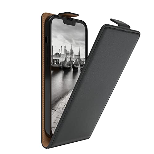 EAZY CASE Hülle kompatibel mit iPhone 14 Plus Flip Cover zum Aufklappen, Handyhülle aufklappbar, Schutzhülle, Flipcover, Flipcase, Flipstyle Case vertikal klappbar, aus Kunstleder, Schwarz von EAZY CASE