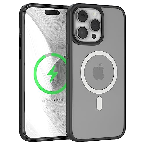 EAZY CASE - Hülle kompatibel mit iPhone 14 Pro Max kompatibel mit MagSafe, Rundumschutz, Schutzhülle Kratzfeste Transparente Rückseite, magnetisch Hülle, Bumper in Matt Transparent/Schwarz EAZY CASE - Hülle kompatibel mit iPhone 14 Pro Max kompatibel mit MagSafe, Rundumschutz, Schutzhülle Kratzfeste Transparente Rückseite, magnetisch Hülle, Bumper in Matt Transparent/Schwarz von EAZY CASE