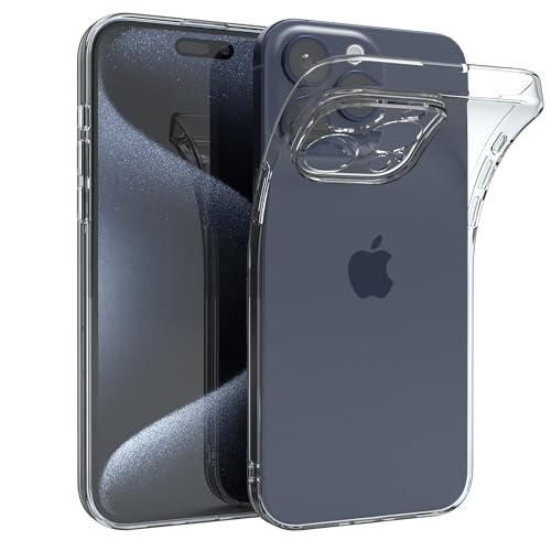 EAZY CASE Hülle kompatibel mit iPhone 15 Pro Max Schutzhülle Silikon, Ultra dünn, Slimcover, Handyhülle, Silikonhülle, Backcover, Durchsichtig, Klar Transparent von EAZY CASE
