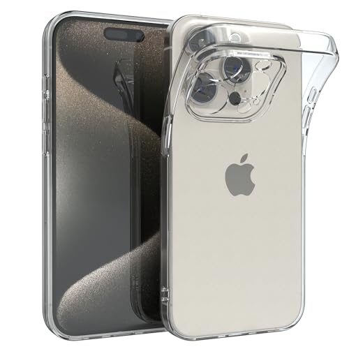 EAZY CASE Hülle kompatibel mit iPhone 15 Pro Schutzhülle Silikon, Ultra dünn, Slimcover, Handyhülle, Silikonhülle, Backcover, Durchsichtig, Klar Transparent von EAZY CASE
