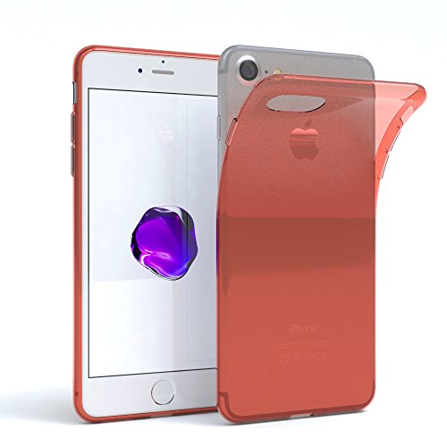 EAZY CASE Hülle kompatibel mit iPhone SE (2022/2020) / iPhone 8/7 Schutzhülle Silikon, Ultra dünn, Slimcover, Handyhülle, Silikonhülle, Backcover, Durchsichtig, Klar Orange von EAZY CASE