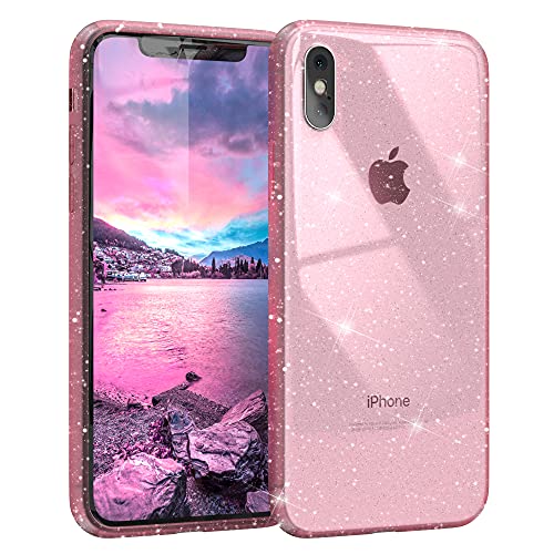 EAZY CASE Hülle kompatibel mit iPhone XS Max Schutzhülle mit Glitzer, Handyhülle, Schutzhülle, Back Cover mit Glitter, TPU/Silikon, Transparent/Durchsichtig, Pink von EAZY CASE