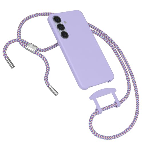 EAZY CASE - Hülle mit Band kompatibel mit Galaxy S25 Handyhülle für Galaxy S25 Schutzhülle Silikonhülle mit Mikrofaser stoßfester Fallschutz Handykette zum Umhängen 2in1 Hülle Handykordel Lila Blau von EAZY CASE