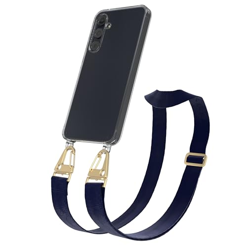 EAZY CASE - Hülle mit Band kompatibel mit Samsung Galaxy A55 Handyhülle mit Umhängeband für Galaxy A55 Silikonhülle Transparent Schutzhülle Handykette zum Umhängen Handykordel Smartphone in Blau Gold EAZY CASE - Hülle mit Band kompatibel mit Samsung Galaxy A55 Handyhülle mit Umhängeband für Galaxy A55 Silikonhülle Transparent Schutzhülle Handykette zum Umhängen Handykordel Smartphone in Blau Gold von EAZY CASE