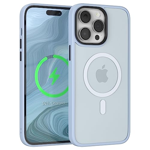 EAZY CASE - Hybrid Magnet Hülle kompatibel mit iPhone 14 Pro Max kompatibel mit MagSafe, Rundumschutz, Schutzhülle Kratzfeste Transparente Rückseite, magnetisch Hülle, Edle Haptik Matt Himmel Blau von EAZY CASE