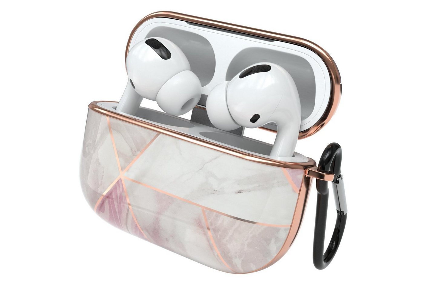 EAZY CASE Kopfhörer-Schutzhülle IMD Motiv Case kompatibel mit Apple AirPods Pro, Hardcover Stoßfest Fullcover Bumper mit Handschlaufe Rosa / Roségold von EAZY CASE