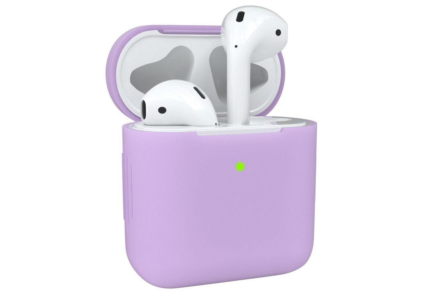 EAZY CASE Kopfhörer-Schutzhülle Silikon Hülle kompatibel mit Apple AirPods 1 & 2, Stoßfest Cover Qi-Charging möglich Schutzhülle Hülle Violett / Flieder von EAZY CASE