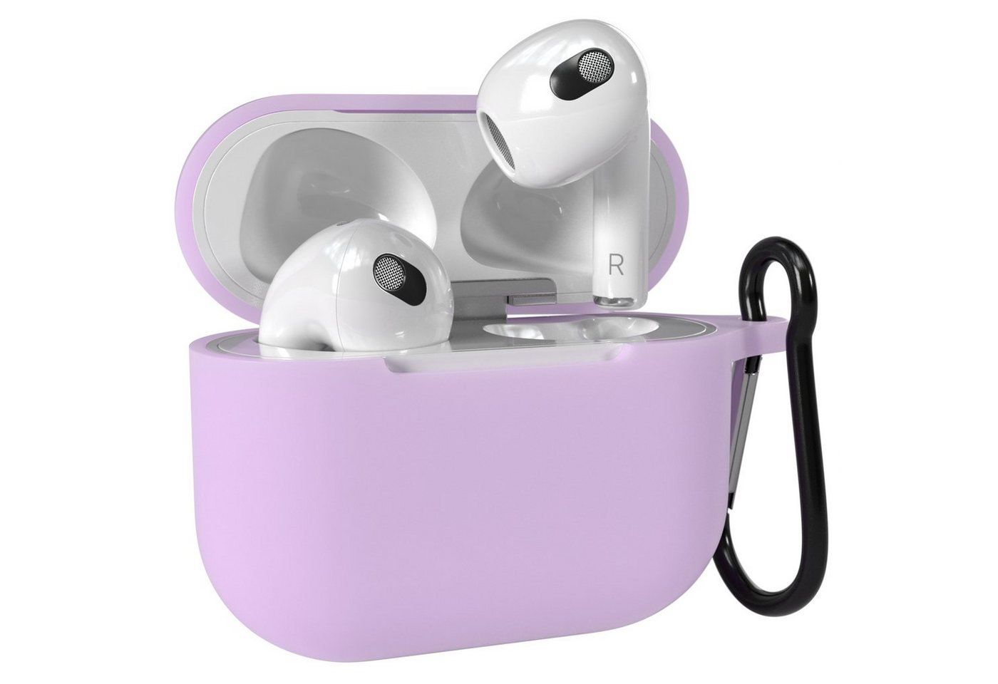 EAZY CASE Kopfhörer-Schutzhülle Silikon Hülle kompatibel mit Apple AirPods 3, Hülle Kratzschutz für Airpods Lade Case Silikoncase Violett / Flieder von EAZY CASE