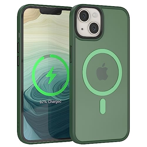 EAZY CASE - Outdoor Hülle kompatibel mit iPhone 13 kompatibel mit MagSafe, stabile magnetische Hülle, Ultra-robust, Handyschale, sturzsicher, Transluzente Matte Schutzhülle in Farbe Nacht Grün von EAZY CASE