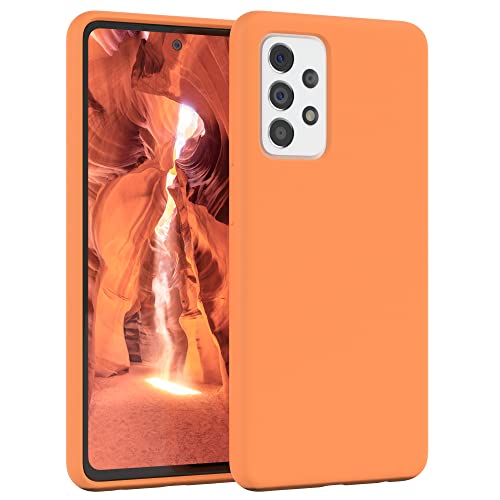 EAZY CASE Premium Silikon Handyhülle kompatibel mit Samsung Galaxy A52 / A52 (5G) / A52s (5G), Slimcover mit Kameraschutz und Innenfutter, Silikonhülle, Schutzhülle, Bumper, Hülle, Softcase, Orange von EAZY CASE