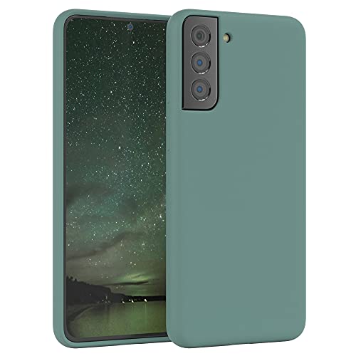 EAZY CASE Premium Silikon Handyhülle kompatibel mit Samsung Galaxy S21 Plus 5G, Slimcover mit Kameraschutz und Innenfutter, Silikonhülle, Schutzhülle, Bumper, Handy Case, Softcase, Nachtgrün, Grün von EAZY CASE