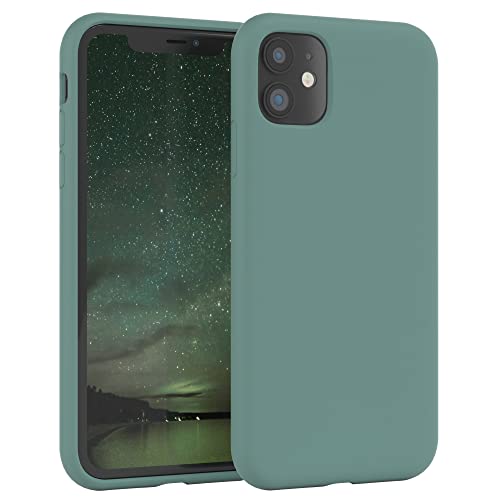 EAZY CASE Premium Silikon Handyhülle kompatibel mit iPhone 11, Slimcover mit Kameraschutz und Innenfutter, Silikonhülle, Schutzhülle, Bumper, Handy Case, Hülle, Softcase, Nachtgrün, Grün von EAZY CASE