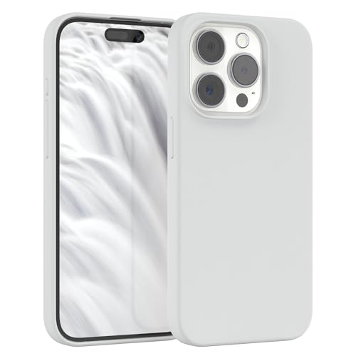 EAZY CASE Premium Silikon Handyhülle kompatibel mit iPhone 15 Pro Slimcover mit Kameraschutz und Innenfutter, Silikonhülle, Schutzhülle, Bumper, Handy Case, Hülle, Softcase, Weiß von EAZY CASE