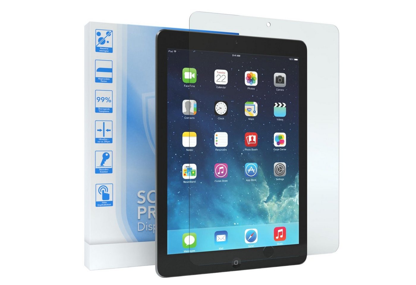 EAZY CASE Schutzfolie Schutzglas für Apple iPad Air 1. Generation, 9,7 Zoll Panzerglas Displayfolie Tabletschutz Glasfolie Kratzschutz EAZY CASE Schutzfolie Schutzglas für Apple iPad Air 1. Generation, 9,7 Zoll Panzerglas Displayfolie Tabletschutz Glasfolie Kratzschutz von EAZY CASE