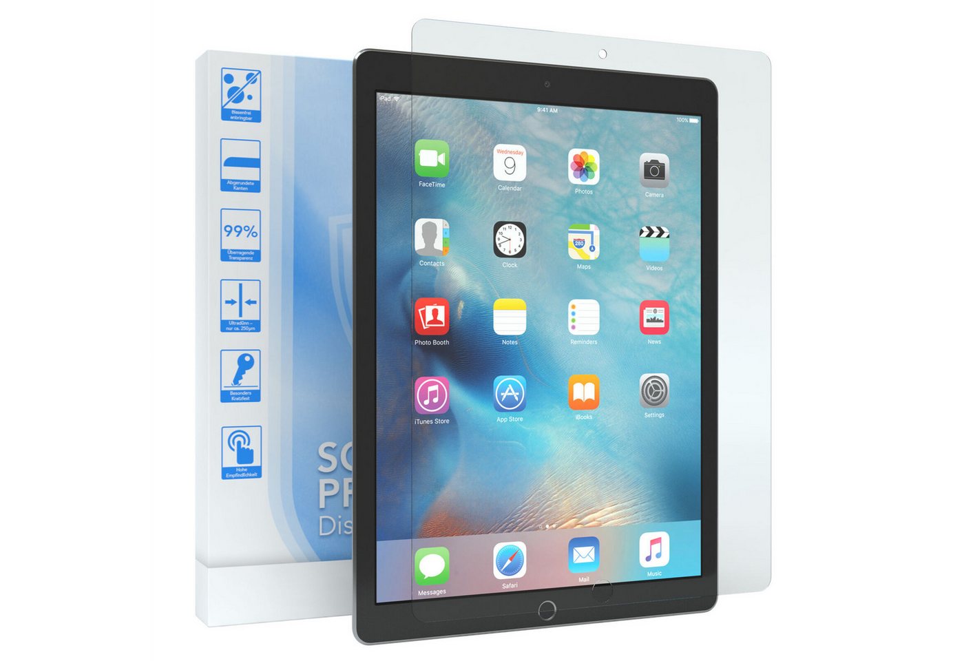EAZY CASE Schutzfolie Schutzglas für Apple iPad Pro 12,9" 1. Gen. (2015), 12,9 Zoll Panzerglas Displayfolie Tabletschutz Glasfolie Kratzschutz von EAZY CASE
