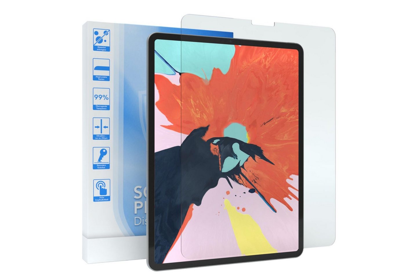EAZY CASE Schutzfolie Schutzglas für Apple iPad Pro 12,9" 3. Gen. (2018), 12,9 Zoll Panzerglas Displayfolie Tabletschutz Glasfolie Kratzschutz von EAZY CASE