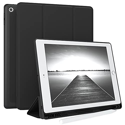 EAZY CASE - Schutzhülle mit Stifthalter für iPad 5 / iPad 6 (2017/2018) Case 9.7 Zoll Hülle mit Stifthalterung Tablet Cover Touchpen Smartcase aufstellbar Klappcase Auto Sleep Wake Up Etui Schwarz von EAZY CASE