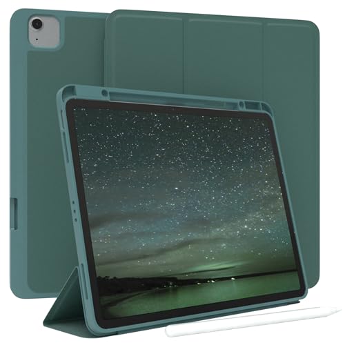 EAZY CASE - Schutzhülle mit Stifthalter für iPad Air 13" M3 (2025) Case 13 Zoll Hülle mit Stifthalterung Tablet Cover Touchpen Smartcase aufstellbar Klappcase Auto Sleep Wake Up Etui Nacht Grün von EAZY CASE