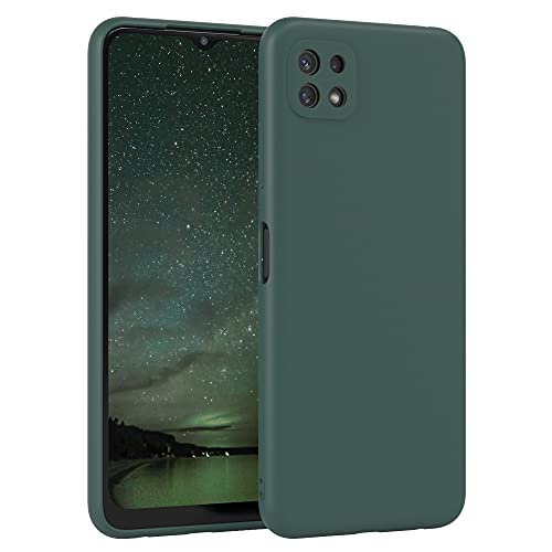 EAZY CASE - Silikonhülle für Samsung Galaxy A22 5G Hülle Silikon Case Grün weich stoßfeste Handyhülle Galaxy A22 Schutzhülle mit Kameraschutz Dünn Premium Schutz Cover TPU Phone Bumper in Piniengrün von EAZY CASE