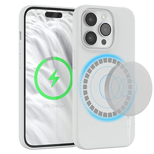 EAZY CASE - Silikonhülle für iPhone 14 Pro Hülle mit MagSafe Silikon Case Weiß weich stoßfeste Handyhülle iPhone 14 Pro Schutzhülle mit Kameraschutz Dünn Premium Schutz Cover TPU Phone Bumper in Weiß von EAZY CASE