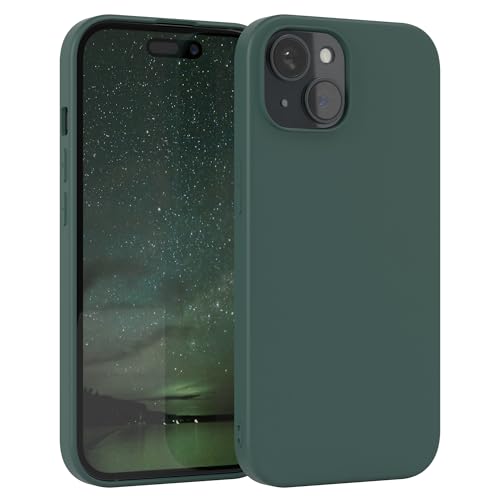 EAZY CASE - Silikonhülle für iPhone 15 Hülle Silikon Case Grün weich stoßfeste Handyhülle iPhone 15 Schutzhülle mit Kameraschutz Dünn Premium Schutz Cover TPU Phone Bumper in Piniengrün von EAZY CASE