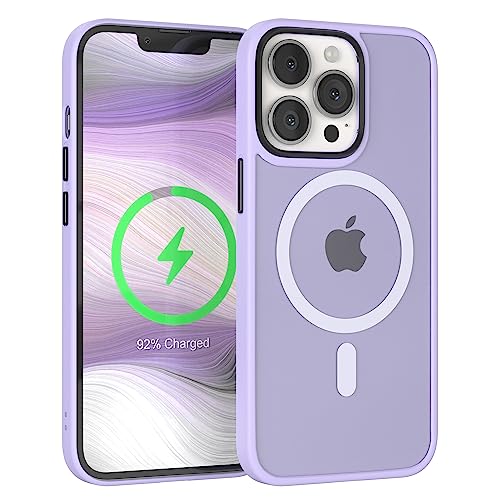EAZY CASE - Slim Hülle kompatibel mit iPhone 13 Pro kompatibel mit MagSafe (Top magnetische Adsorption), ultraschlank, schützende Hülle, Anti-Kratzen Handyhülle in Durchsichtig/Lavendel Lila von EAZY CASE