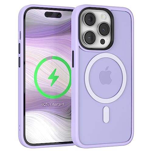EAZY CASE - Slim Hülle kompatibel mit iPhone 14 Pro kompatibel mit MagSafe (Top magnetische Adsorption), ultraschlank, schützende Hülle, Anti-Kratzen Handyhülle in Durchsichtig/Lavendel Lila von EAZY CASE