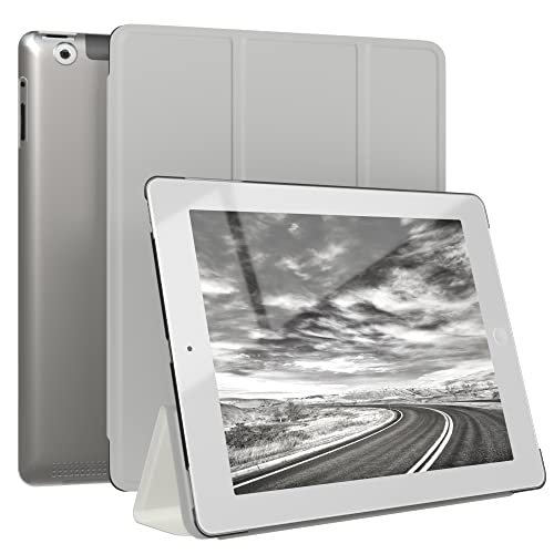 EAZY CASE - Smartcase Tablet Hülle kompatibel mit iPad 2/3 / 4 - Smart Case Cover, Einstellbarer Betrachtungswinkel, mit matt transparenter Rückseitenschale in Grau von EAZY CASE