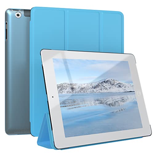 EAZY CASE - Smartcase Tablet Hülle kompatibel mit iPad 2/3 / 4 - mehrwinklig verstellbare Tablet-Hülle, Slim Tablet Sleeve, Transluzent Matt Rückseite, Unifarben Hell Blau von EAZY CASE