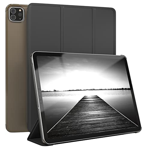 EAZY CASE - Smartcase Tablet Hülle kompatibel mit iPad Pro 11 (2018/2020/2021/2022) - mit Standfunktion, Schutzhülle mit Sleep und Wake Funktion, Tablet Klapphülle aus Kunst Leder, Uni Schwarz von EAZY CASE