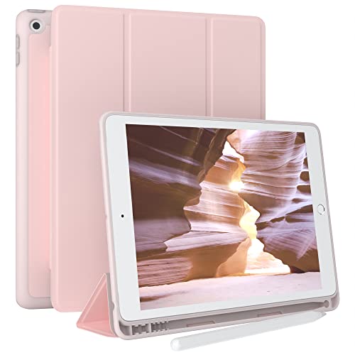 EAZY CASE Smartcase mit Touchpen Halterung kompatibel mit iPad 10,2" 2019/2020/2021 (7./8./9. Gen.) Tablet Hülle mit Standfunktion, Schutzhülle mit Sleep und Wake Funktion, Klapphülle, Hellrosa von EAZY CASE