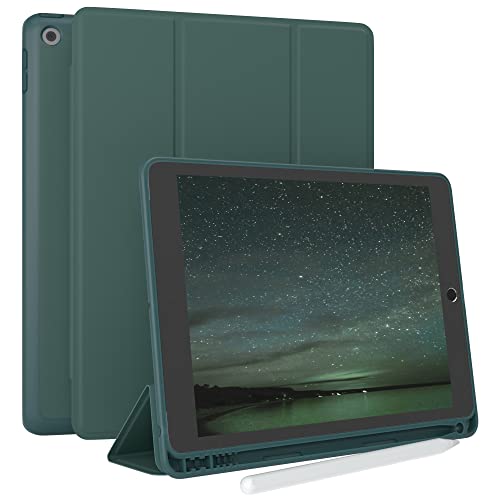 EAZY CASE Smartcase mit Touchpen Halterung kompatibel mit iPad 10,2" 2019/2020/2021 (7./8./9. Gen.) Tablet Hülle mit Standfunktion, Schutzhülle mit Sleep und Wake Funktion, Klapphülle, Nachtgrün von EAZY CASE