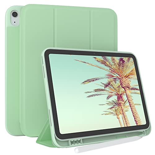 EAZY CASE Smartcase mit Touchpen Halterung kompatibel mit iPad 10,9 (10. Gen.) Tablet Hülle mit Standfunktion, Schutzhülle mit Sleep und Wake Funktion, Klapphülle aus Kunst Leder, Grün von EAZY CASE