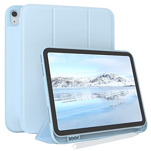 EAZY CASE Smartcase mit Touchpen Halterung kompatibel mit iPad 10,9 (10. Gen.) Tablet Hülle mit Standfunktion, Schutzhülle mit Sleep und Wake Funktion, Klapphülle aus Kunst Leder, Hell Blau von EAZY CASE