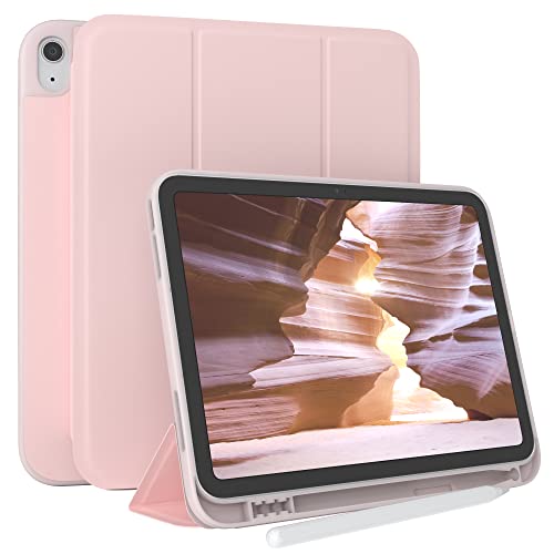 EAZY CASE Smartcase mit Touchpen Halterung kompatibel mit iPad 10,9 (10. Gen.) Tablet Hülle mit Standfunktion, Schutzhülle mit Sleep und Wake Funktion, Klapphülle aus Kunst Leder, Pink von EAZY CASE