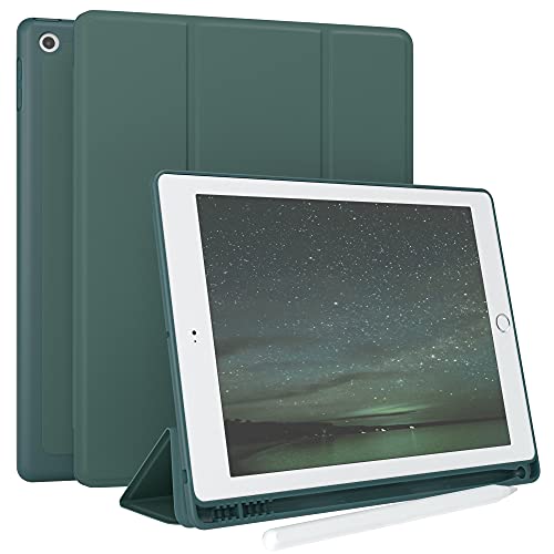 EAZY CASE Smartcase mit Touchpen Halterung kompatibel mit iPad 9.7 Zoll 2017/2018 (5./6. Gen.) Tablet Hülle mit Standfunktion, Schutzhülle mit Sleep und Wake Funktion, Klapphülle, Nachtgrün, Grün von EAZY CASE