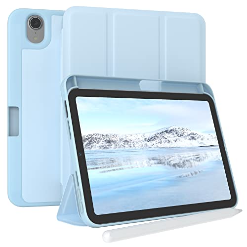 EAZY CASE Smartcase mit Touchpen Halterung kompatibel mit iPad Mini 6 (2021) Tablet Hülle mit Standfunktion, Schutzhülle mit Sleep und Wake Funktion, Klapphülle, Hellblau, Blau von EAZY CASE
