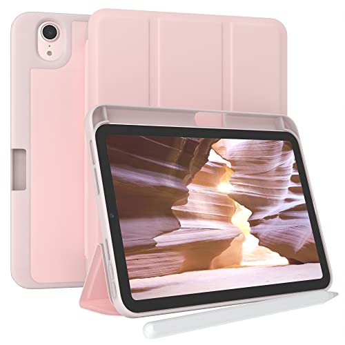 EAZY CASE Smartcase mit Touchpen Halterung kompatibel mit iPad Mini 6 (2021) Tablet Hülle mit Standfunktion, Schutzhülle mit Sleep und Wake Funktion, Klapphülle, Hellrosa, Rosa von EAZY CASE