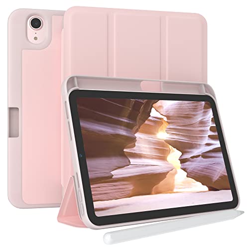 EAZY CASE - Schutzhülle mit Stifthalter für iPad Mini 6 2021 Case 8.3 Zoll Hülle mit Stifthalterung Tablet Cover Touchpen Smartcase aufstellbar Klappcase Auto Sleep Wake Up Etui Rosa von EAZY CASE