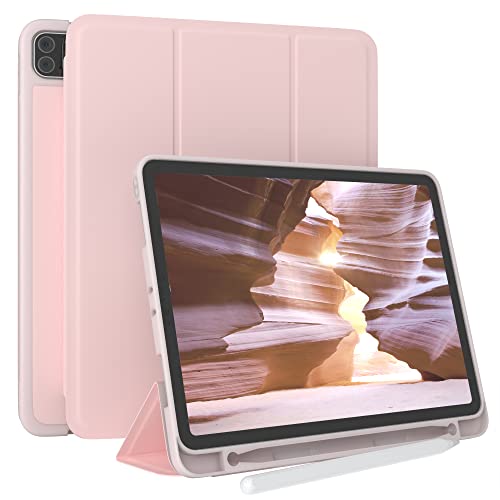 EAZY CASE Smartcase mit Touchpen Halterung kompatibel mit iPad Pro 11" (2022/2021/2020/2018) Tablet Hülle mit Standfunktion, Schutzhülle mit Sleep und Wake Funktion, Klapphülle, Hellrosa, Rosa von EAZY CASE