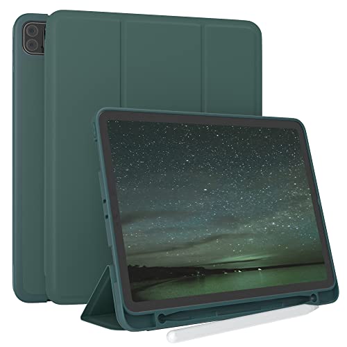 EAZY CASE Smartcase mit Touchpen Halterung kompatibel mit iPad Pro 11" (2022/2021/2020/2018) Tablet Hülle mit Standfunktion, Schutzhülle mit Sleep und Wake Funktion, Klapphülle, Nachtgrün, Grün von EAZY CASE