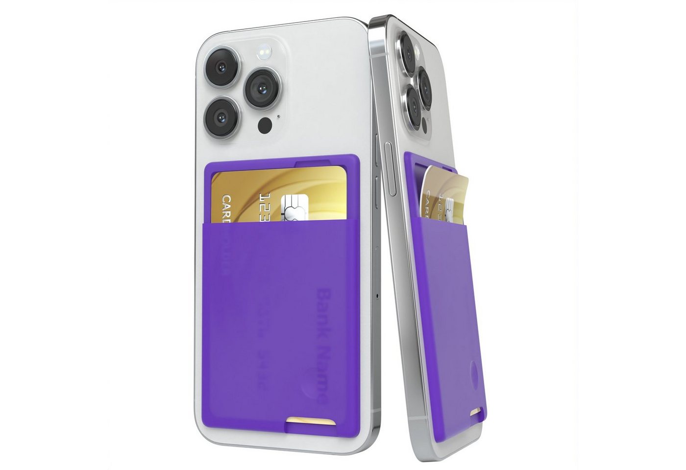 EAZY CASE Smartphone Cardholder Silicon Smartphone-Halterung, (Kartenhalterung Handy Kartenfach Silikon Kartenetui Lila / Violett) von EAZY CASE