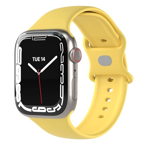 EAZY CASE Sport Armband kompatibel mit Apple Watch 38mm 40mm 41mm 42mm verstellbares Ersatzarmband aus Silikon Sport Loop für Apple Watch Serie 9 8 7 6 5 4 3 2 1 SE für Damen Herren Gelb von EAZY CASE