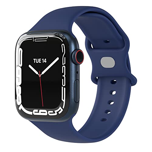 EAZY CASE Sport Armband kompatibel mit Apple Watch 42mm 44mm 45mm 49mm verstellbares Ersatzarmband aus Silikon Sport Loop für Apple Watch Serie 9 8 7 6 5 4 3 2 1 SE Ultra für Damen Herren Nacht Blau von EAZY CASE