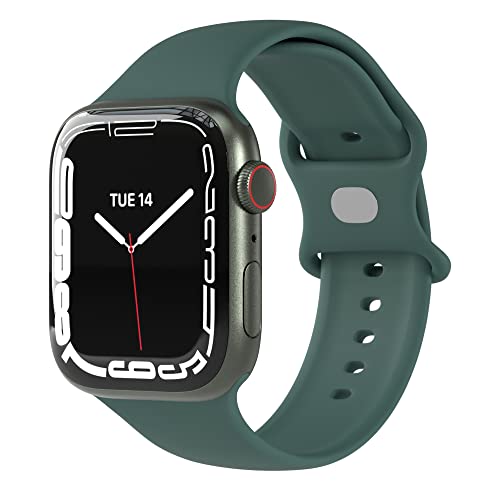 EAZY CASE Sport Armband kompatibel mit Apple Watch 42mm 44mm 45mm 49mm verstellbares Ersatzarmband aus Silikon Sport Loop für Apple Watch Serie 9 8 7 6 5 4 3 2 1 SE Ultra für Damen Herren Nacht Grün von EAZY CASE