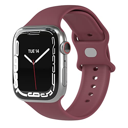 EAZY CASE Sport Armband kompatibel mit Apple Watch 42mm 44mm 45mm 49mm verstellbares Ersatzarmband aus Silikon Sport Loop für Apple Watch Serie 9 8 7 6 5 4 3 2 1 SE Ultra für Damen Herren Rot von EAZY CASE