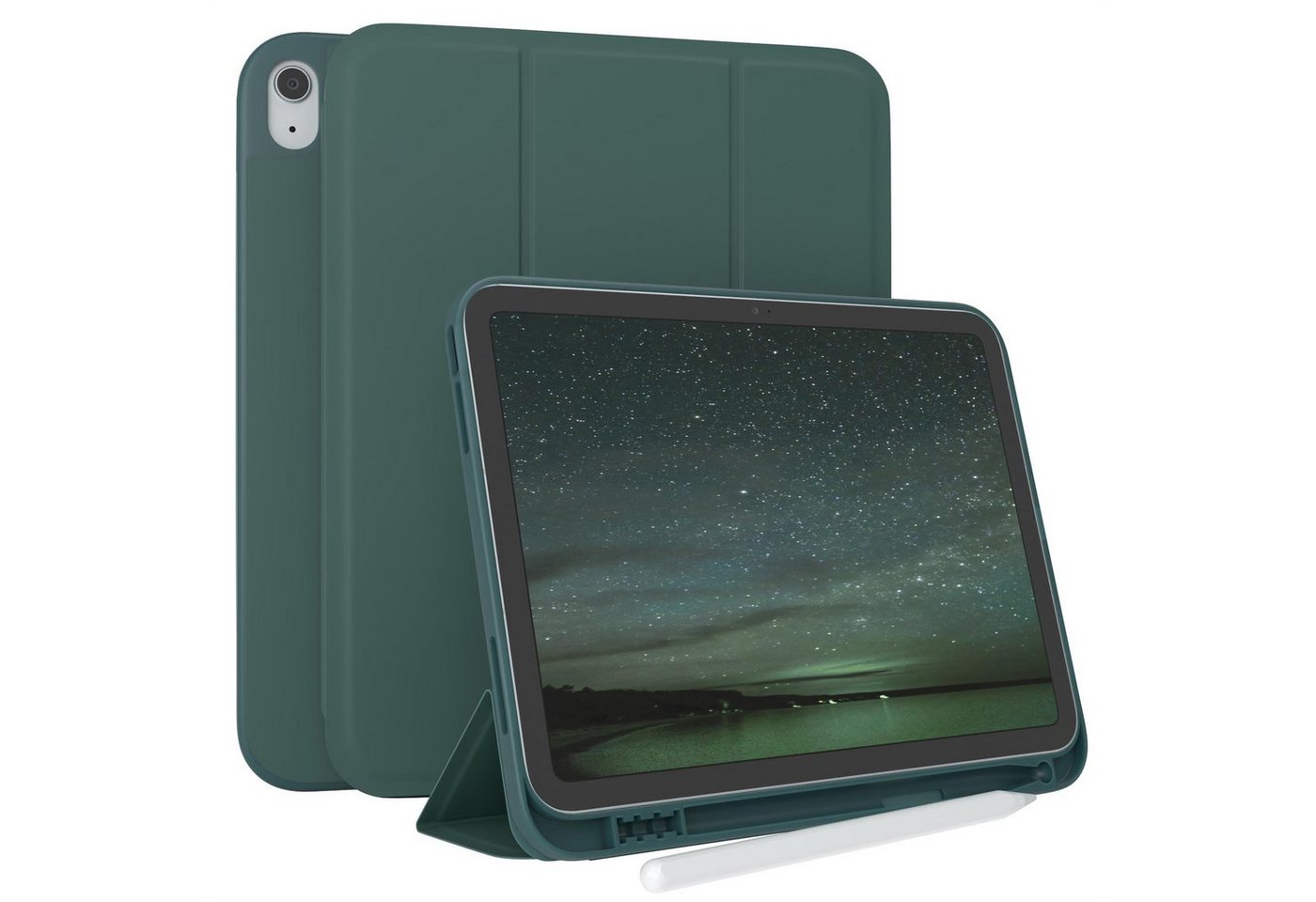EAZY CASE Tablet-Hülle Penholder Smartcase für Apple iPad 10. Gen. (2022) 10,9 Zoll, Etui Klapp Cover Schutzhülle Smart Case Sleep Modus Funktion Grün von EAZY CASE